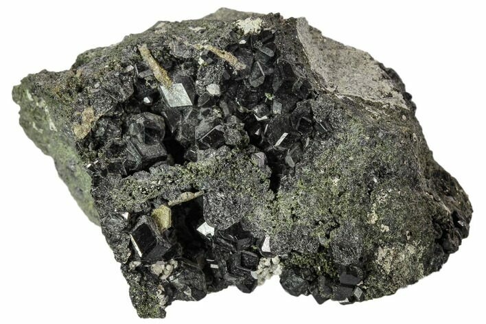 Black Andradite (Melanite) Garnet Cluster - Morocco #107906